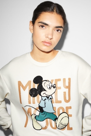 C&A Clockhouse Mickey Mouse Sweatshirts Dames Wit | 0189VYGCT