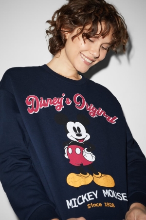 C&A Clockhouse Mickey Mouse Sweatshirts Dames Donkerblauw | 3789NYWQG