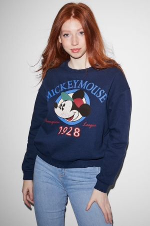 C&A Clockhouse Mickey Mouse Sweatshirts Dames Donkerblauw | 4378UDKQE