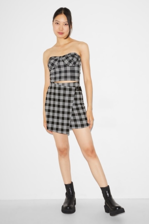 C&A Clockhouse Mini Check Rokken Dames Zwart Wit | 0652QSXVG