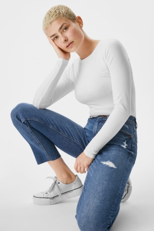 C&A Clockhouse Mom Organic Katoenen Recycled Jeans Dames Blauw | 4710WHNGD