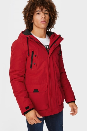 C&A Clockhouse Parka With Hood Recycled Jassen Heren Rood | 8649BHKVS