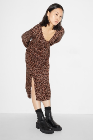 C&A Clockhouse Patterned Jurken Dames Bruin | 7065EZVIU