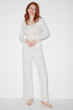 C&A Clockhouse Pyjama Floral Nachtkleding Dames Wit | 5720NLVCM