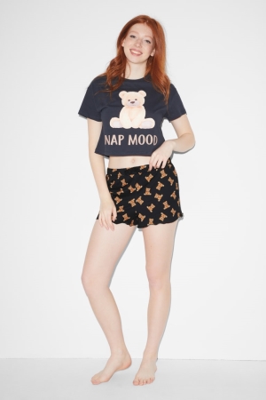 C&A Clockhouse Pyjama Nachtkleding Dames Zwart | 4176QNMYP