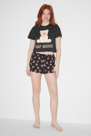 C&A Clockhouse Pyjama Topjes Dames Zwart | 3801NJTSR