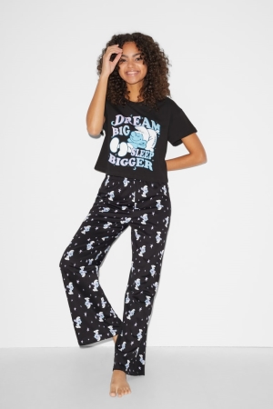 C&A Clockhouse Pyjamas The Smurfs Nachtkleding Dames Zwart | 0638WJSPA