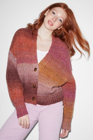 C&A Clockhouse Recycled Cardigan Dames Donkerroze | 1457TGIOA