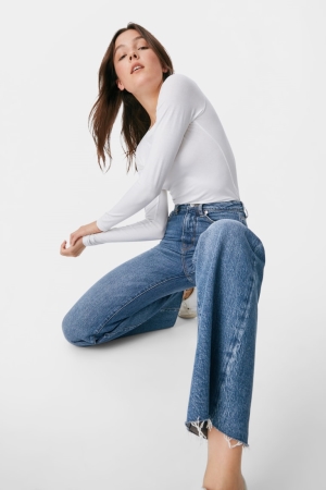 C&A Clockhouse Relaxed High Taille Recycled Jeans Dames Blauw | 6572BATXW