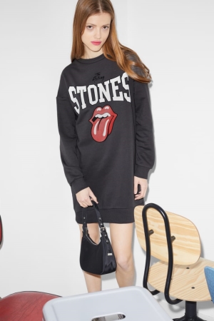C&A Clockhouse Rolling Stones Jurken Dames Donkergrijs | 6791MRFLZ