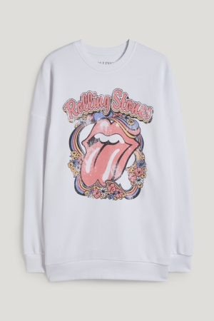 C&A Clockhouse Rolling Stones Sweatshirts Dames Wit | 1068HQNYL