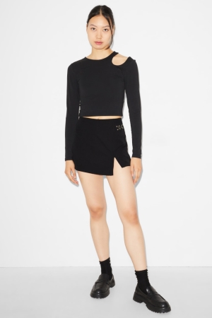 C&A Clockhouse Skort Rokken Dames Zwart | 8593SQABJ