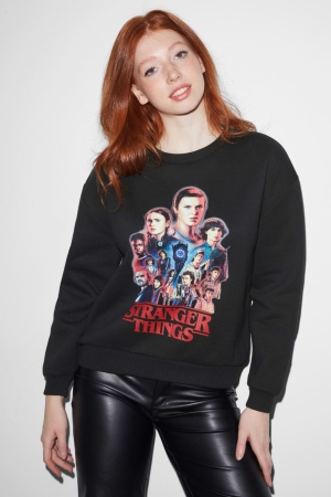 C&A Clockhouse Stranger Things Sweatshirts Dames Zwart | 7120QIWAL