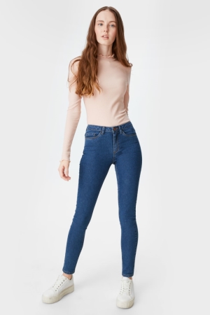 C&A Clockhouse Super Mager High Taille Jeans Dames Blauw | 2950TLQBV