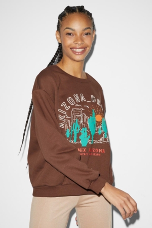 C&A Clockhouse Sweatshirts Dames Bruin | 9160VZUBG