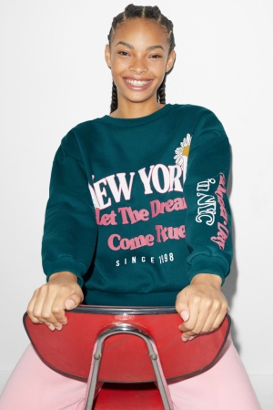 C&A Clockhouse Sweatshirts Dames Donkergroen | 3240IKJRN