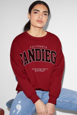C&A Clockhouse Sweatshirts Dames Donkerrood | 8540XGIBY