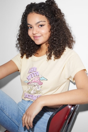 C&A Clockhouse T-shirts Dames Lichtbeige | 1972GXRIO