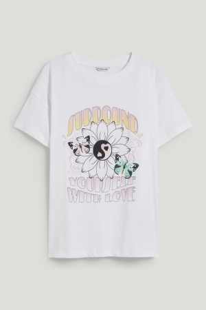 C&A Clockhouse T-shirts Dames Wit | 5273MXKAR