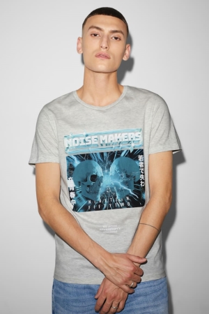 C&A Clockhouse T-shirts Heren Lichtgrijs | 7386EQWOU