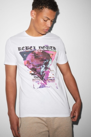 C&A Clockhouse T-shirts Heren Wit | 0594UCTAI