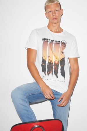 C&A Clockhouse T-shirts Heren Wit | 1530ZJSYH