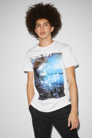 C&A Clockhouse T-shirts Heren Wit | 7593BDUPZ