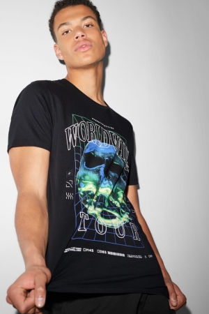 C&A Clockhouse T-shirts Heren Zwart | 1320HESAY
