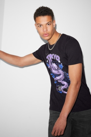C&A Clockhouse T-shirts Heren Zwart | 4318GKOEQ