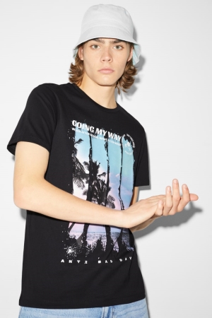 C&A Clockhouse T-shirts Heren Zwart | 7235SFURX