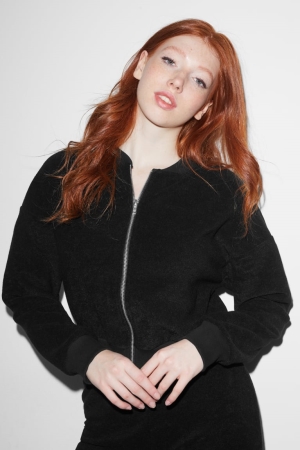 C&A Clockhouse Terry Cloth Zip-through Sweatshirts Dames Zwart | 5894ZOFEN