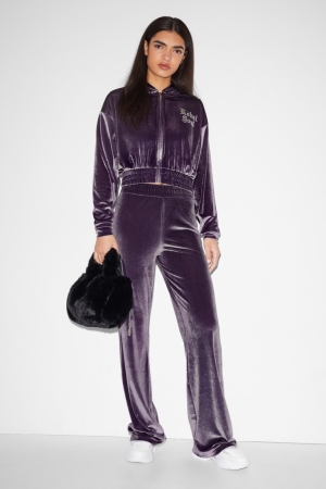 C&A Clockhouse Velvet Joggers Broek Dames Paars | 8729BNUPI