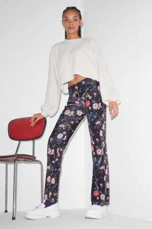 C&A Clockhouse Velvet Leggings Floral Broek Dames Donkerblauw | 1289IGQFK