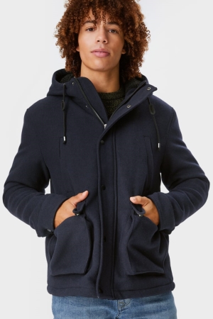 C&A Clockhouse With Hood Jassen Heren Donkerblauw | 3251VKGWH