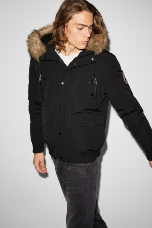 C&A Clockhouse With Hood Recycled Jassen Heren Zwart | 7628FVDXR