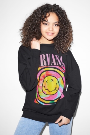 C&A Clockhouse With Recycled Katoenen Nirvana Sweatshirts Dames Zwart | 0186ACQZY