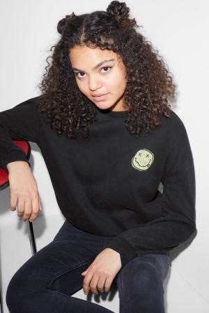 C&A Clockhouse With Recycled Katoenen Nirvana Sweatshirts Dames Zwart | 6182RSHYX