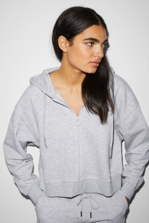 C&A Clockhouse Zip-through With Hood Sweatshirts Dames Lichtgrijs | 0231MFOVC