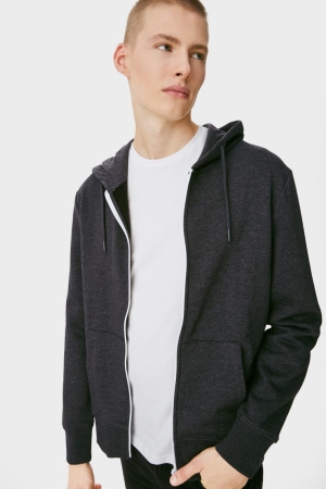 C&A Clockhouse Zip-through With Hood Sweatshirts Heren Grijs | 1407QNTFR