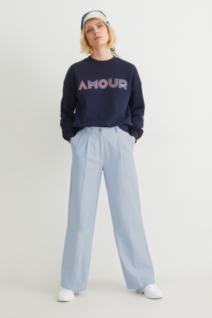 C&A Cloth High Taille Brede Leg Broek Dames Lichtblauw | 2604OQIDC