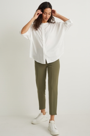 C&A Cloth High Taille Cigarette Fit Recycled Broek Dames Groen | 2013RWTXZ