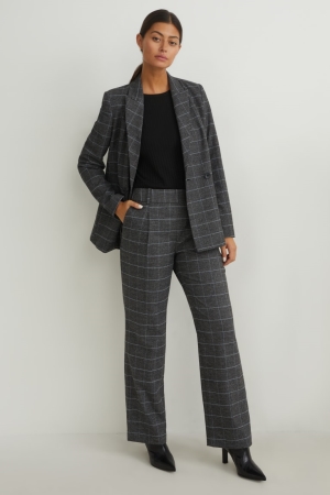 C&A Cloth High Taille Recycled Check Broek Dames Grijs Beige | 3674ZHWES