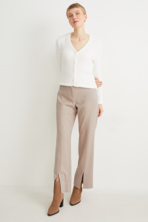C&A Cloth Mid-rise Taille Brede Leg Broek Dames Beige | 4507KEGPB