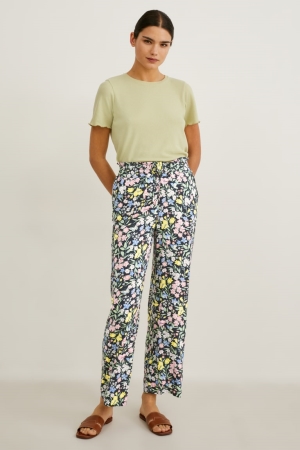 C&A Cloth Mid-rise Taille Lenzing™ Ecovero™ Broek Dames Zwart | 9128CMLGS
