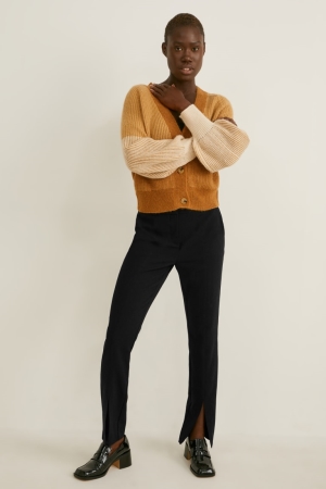 C&A Cloth Mid-rise Taille Slim FiRecycled Broek Dames Zwart | 8632QZFAM