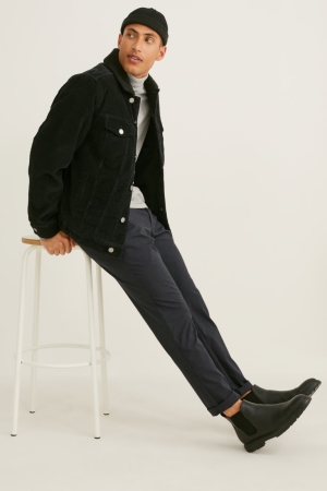 C&A Cloth Tapered Fit Lycra® Recycled Broek Heren Donkergrijs | 3980DMNTI