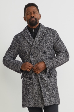 C&A Coat Jassen Heren Zwart Wit | 1478GQVDW