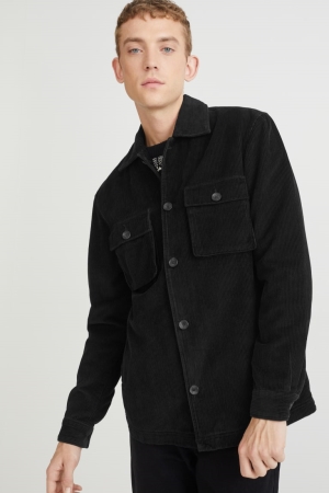 C&A Corduroy Overhemd Heren Zwart | 2846AYTJS