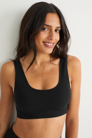 C&A Crop Gewatteerd Seamless- Lycra® Ondergoed Dames Zwart | 7890YFLGS