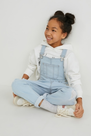 C&A Denim Dungarees Jeans Meisjes Blauw Lichtblauw | 4690KMRZT